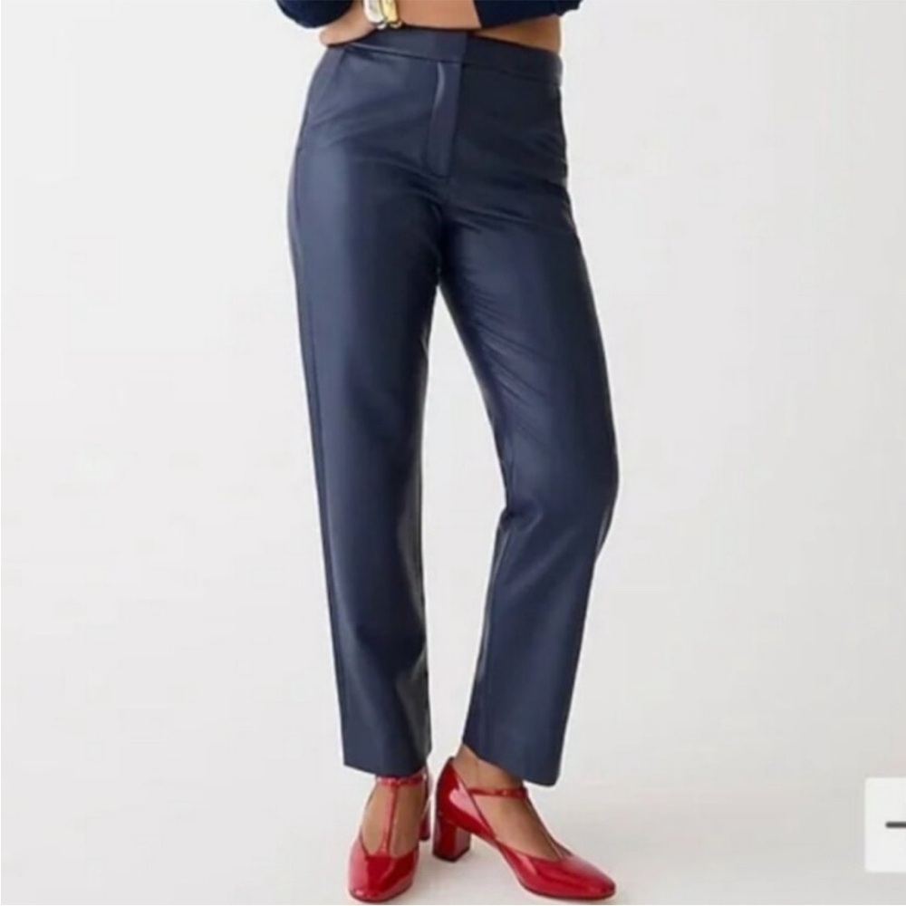 J. Crew Navy Faux Leather Kate Ankle Pants